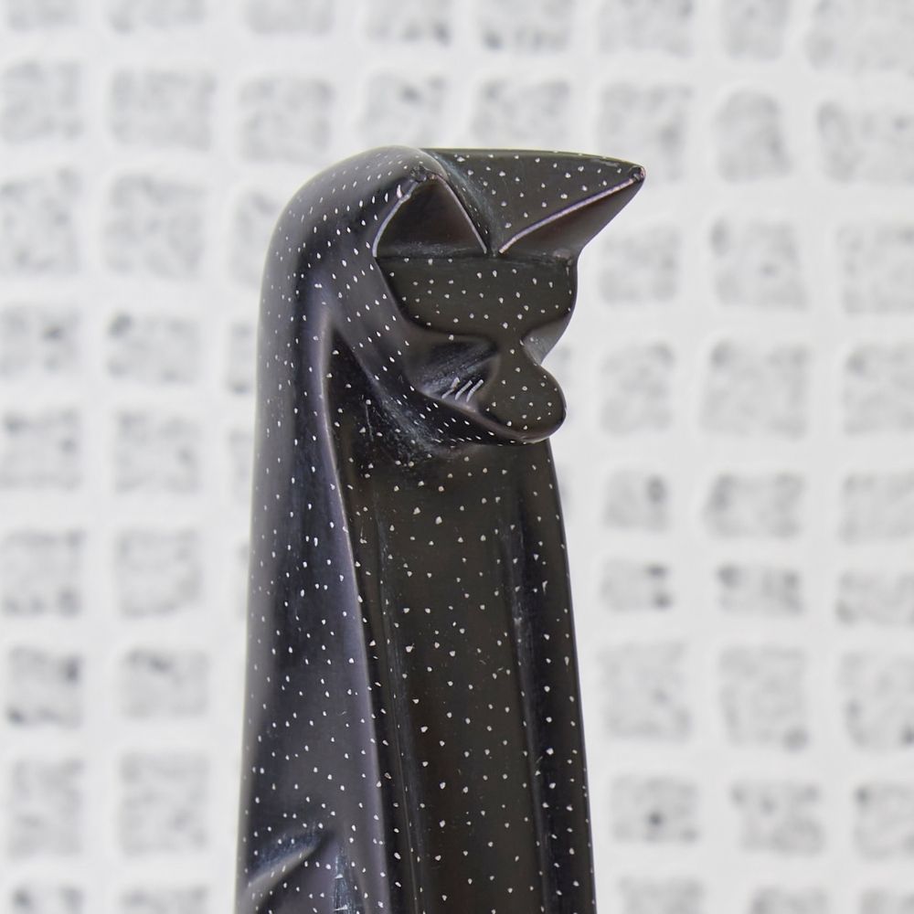 Kisii Stone Black Cat Mouse Figurine Set