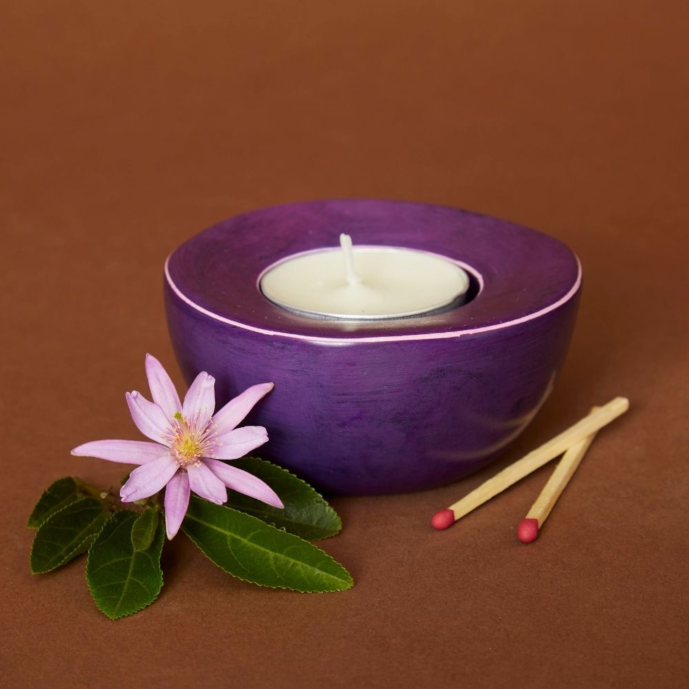 Kisii Stone Red Purple Tealight Holder Set