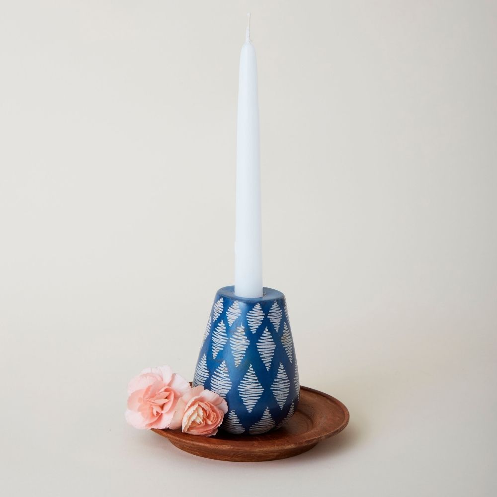Kisii Stone Teal 2 in 1 Candle Holder