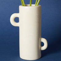 Kisii Stone Tall White Cylinder Vase Succulent Pot
