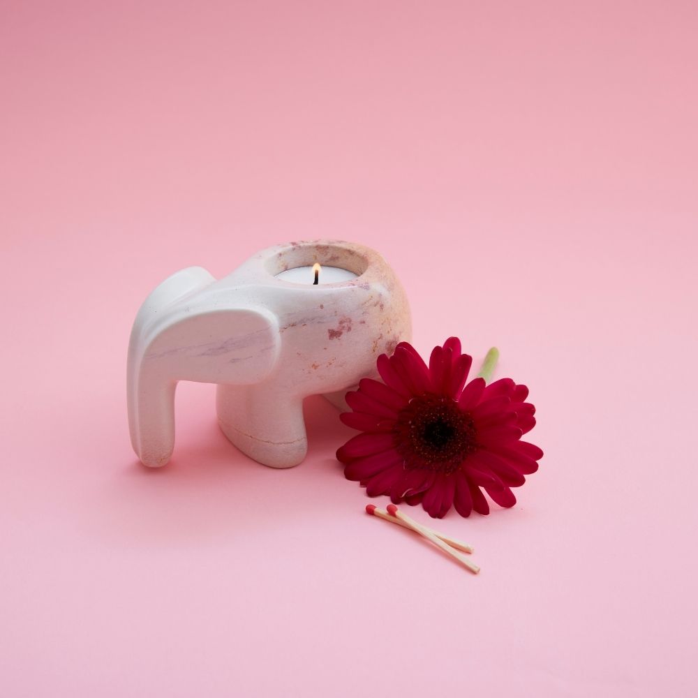 Kisii Stone Elephant Tealight Holder