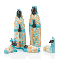 Kisii Stone Kitenge Blue Nativity Set
