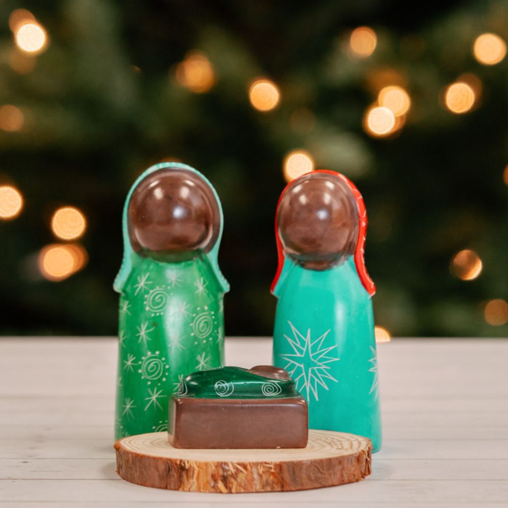 Kisii Stone Colorful Mini Holy Family Nativity