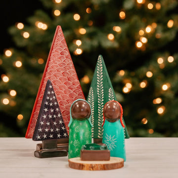 Kisii Stone Colorful Mini Holy Family Nativity Holiday Trees