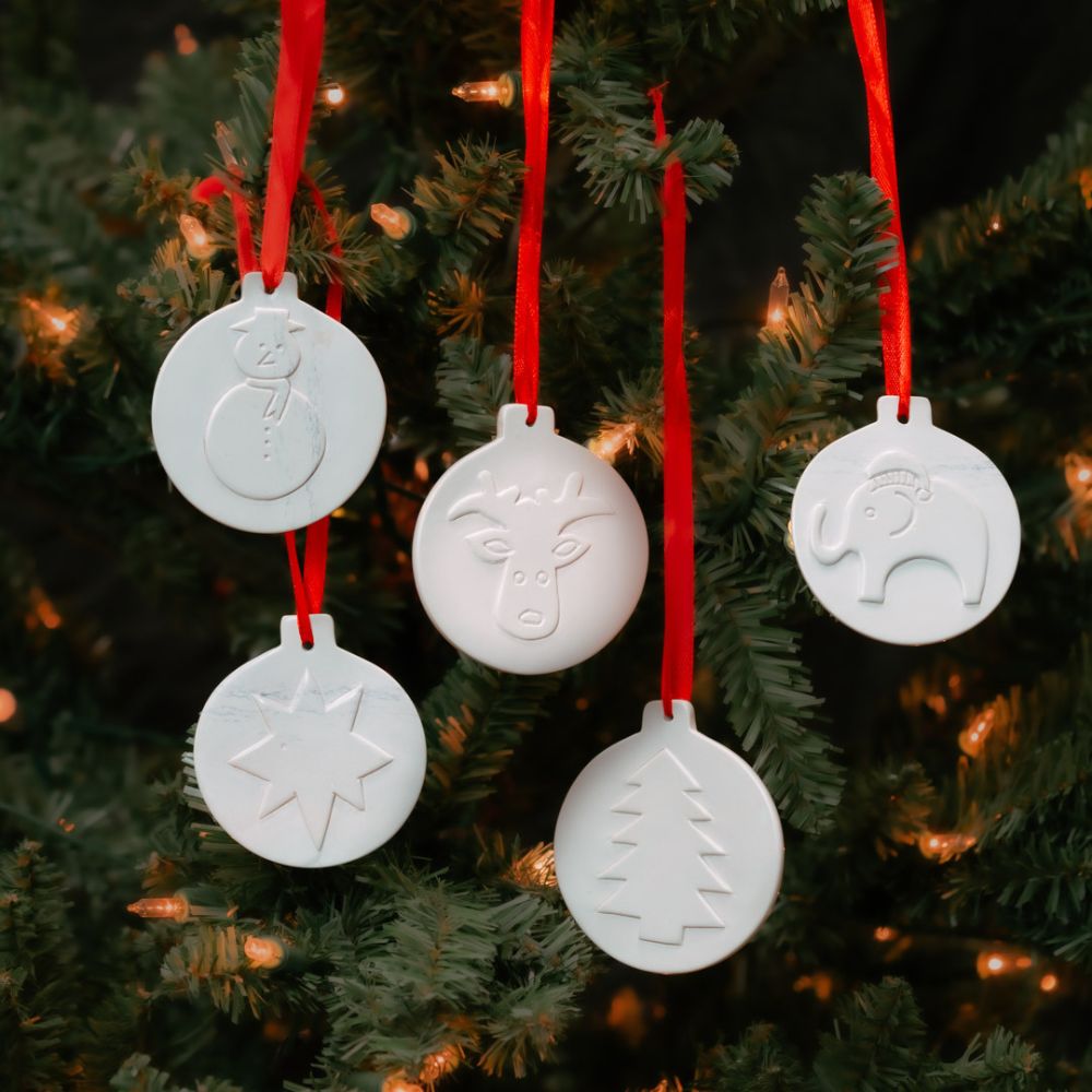 Kisii Stone Natural Holiday Charms Ornament Set of 5