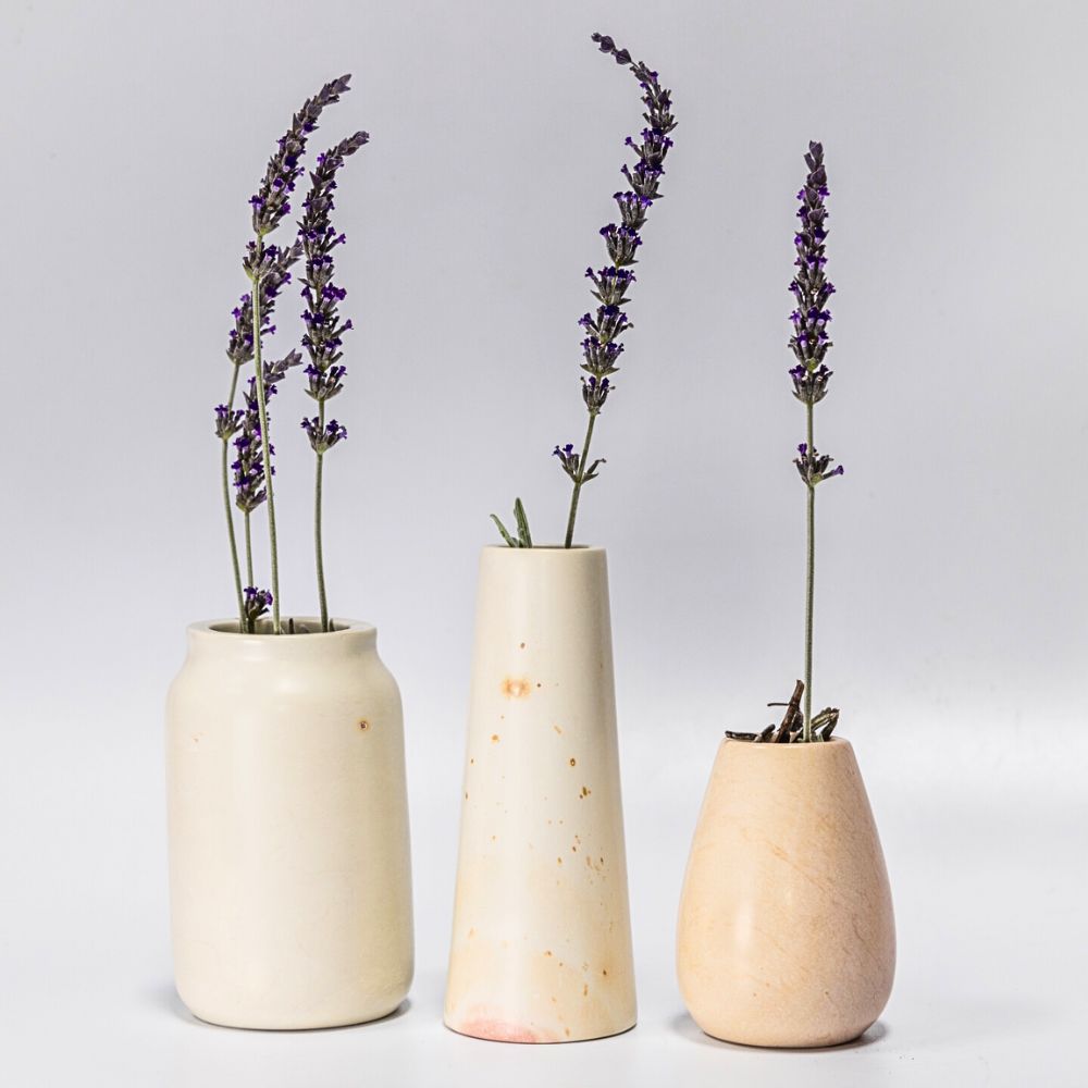 Kisii Stone White Bud Vase Succulent Pot Set of 3