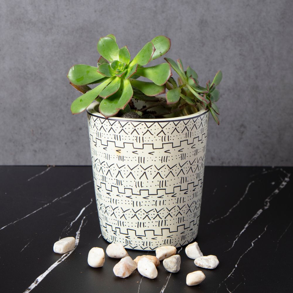 Kisii Soapstone Mud Cloth Vase Succulent Pot