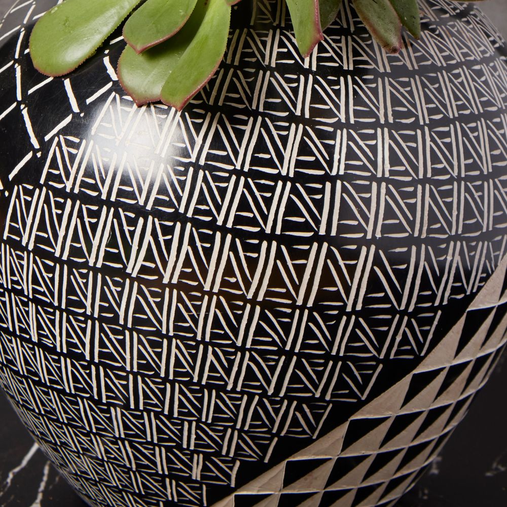 Kisii Soapstone Geometric Etched Succulent Pot Set