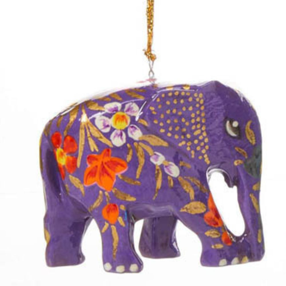 Floral Elephant Ornament Set of 3