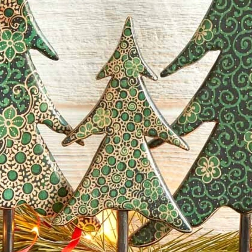 Batik Tabletop Holiday Trees Set