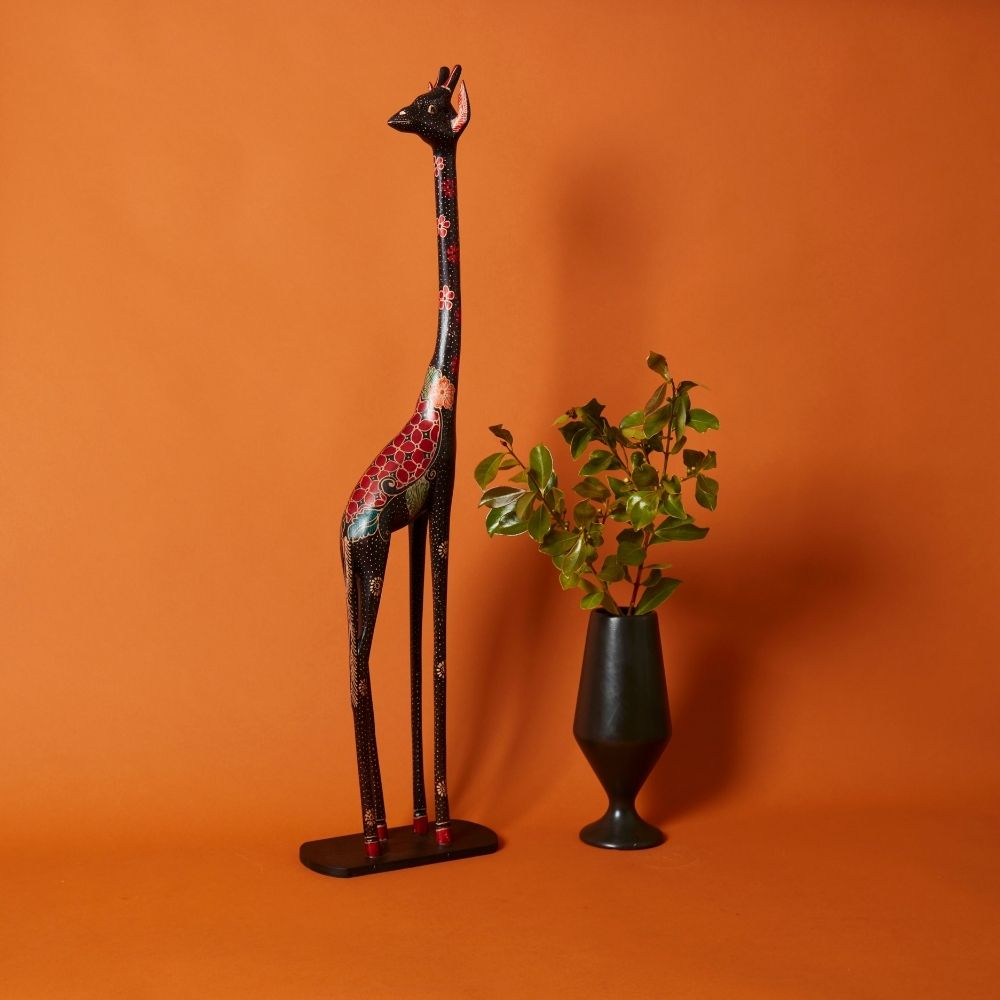 Tall Batik Giraffe Statue