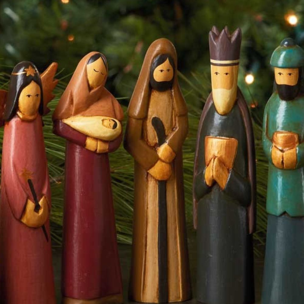 Folk Art Tabletop Nativity Scene Set