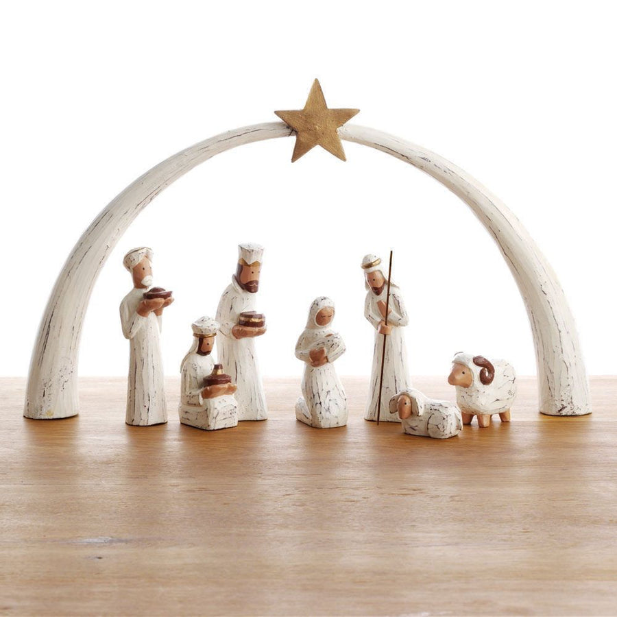 White Arch Tabletop Nativity Set