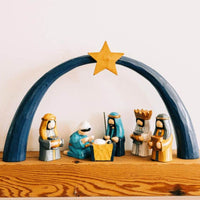 Blue Arch Tabletop Nativity Set