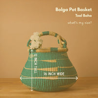 Teal Bohemian Bolga Pot Basket