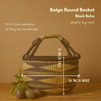 Round African Bolga Basket in Boho Patterns