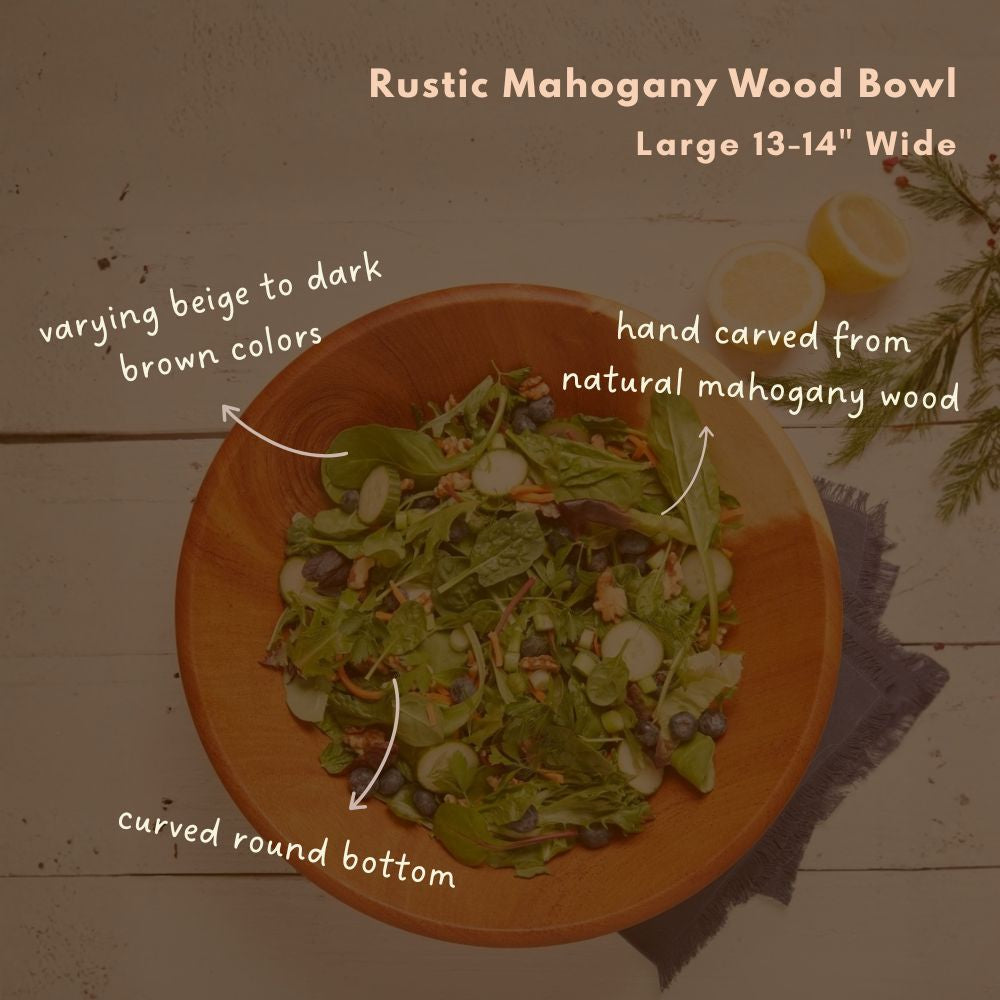 Rustic Wood Bowls for Serving Salads and Fruits