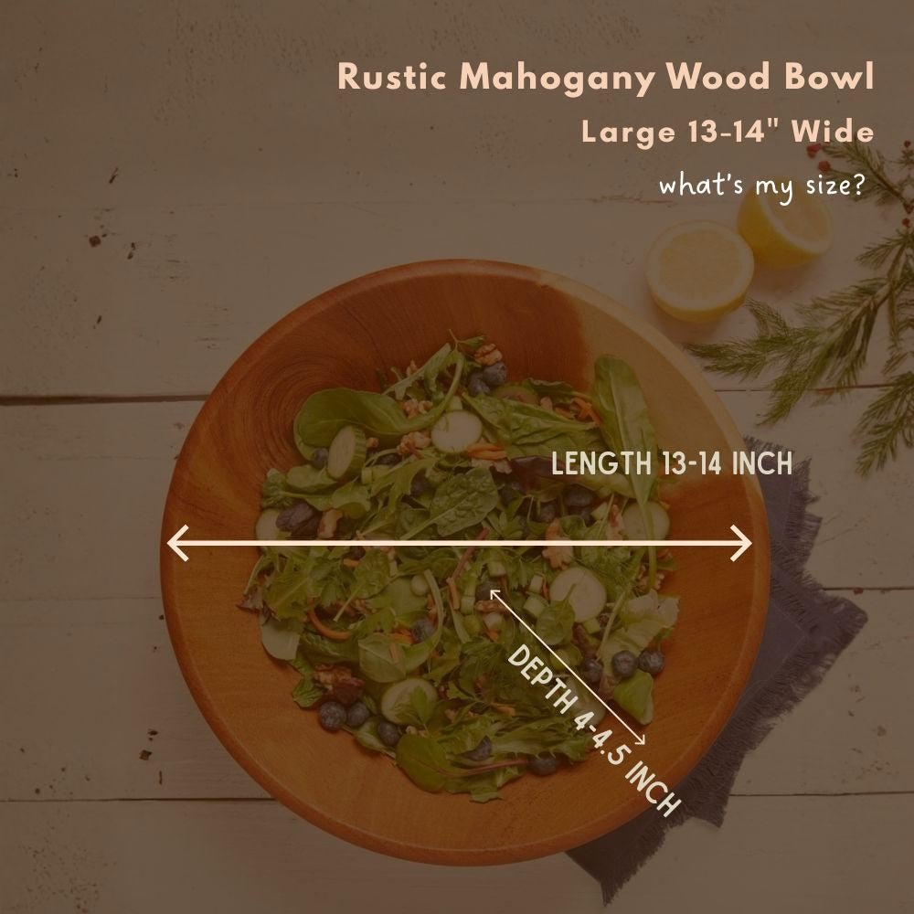Rustic Wood Bowls for Serving Salads and Fruits