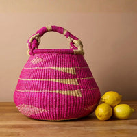 Pink Bohemian Bolga Pot Basket
