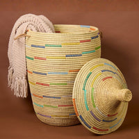 Beige Colorful Wicker Storage Baskets