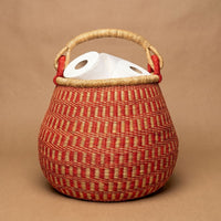 African Wicker Basket, Checkered, 16 Inch Wide