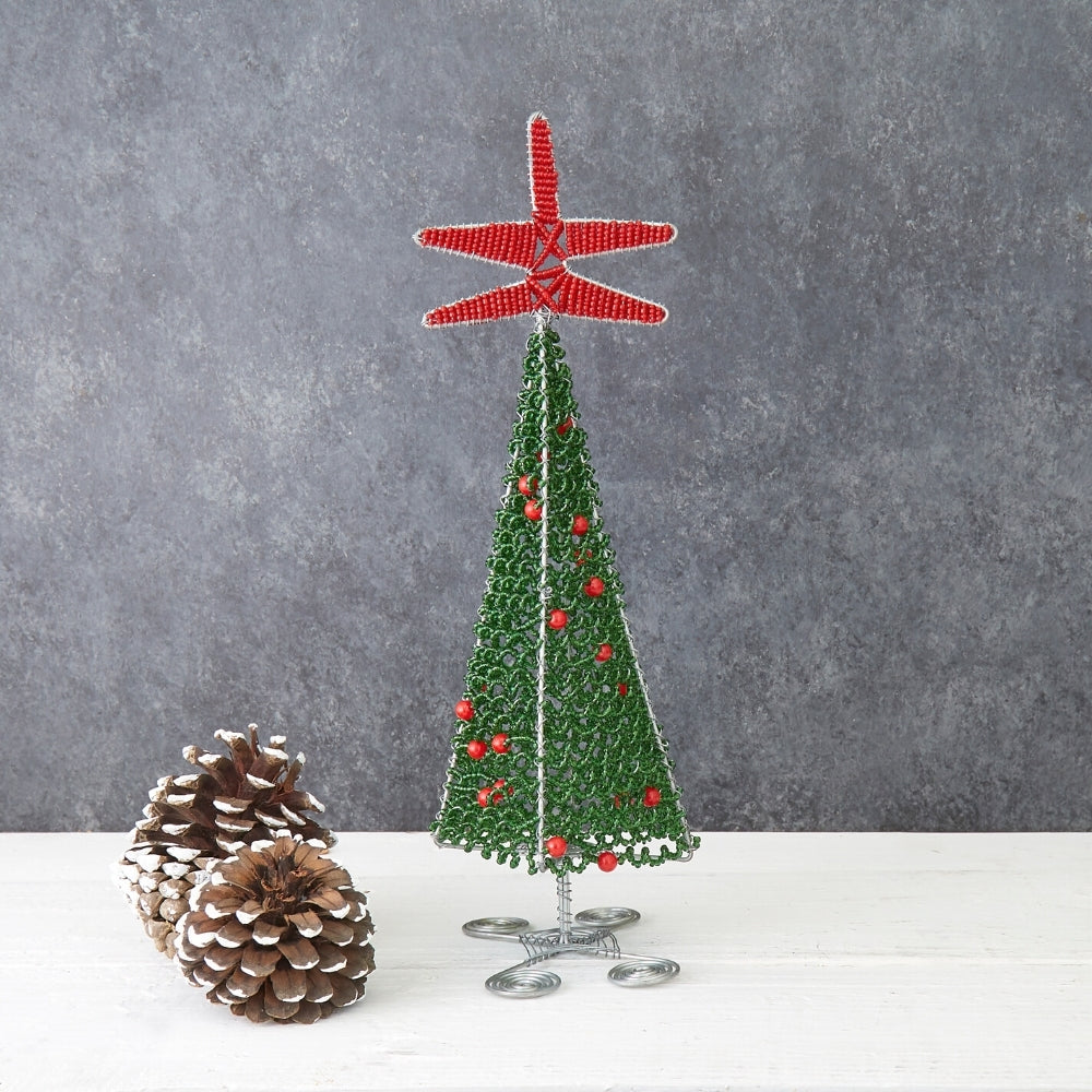Christmas Tree - Handmade Beaded Wire Art - Zenda -African bead