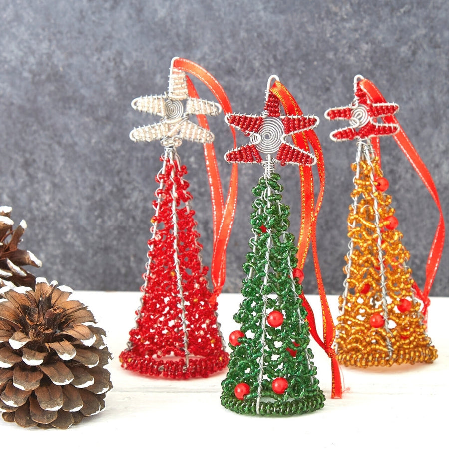 Maasai Beads Gold Decorative Tree Christmas Ornament
