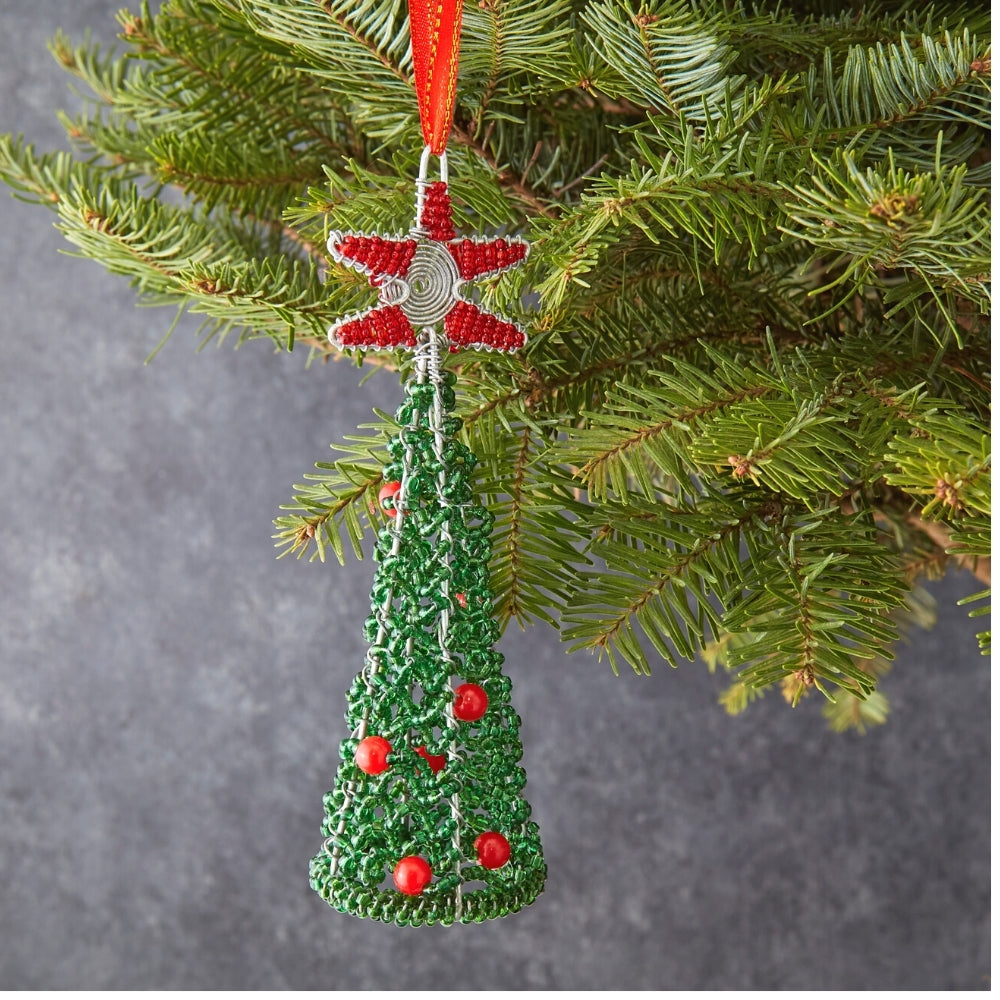 Maasai Beads Green Decorative Tree Christmas Ornament