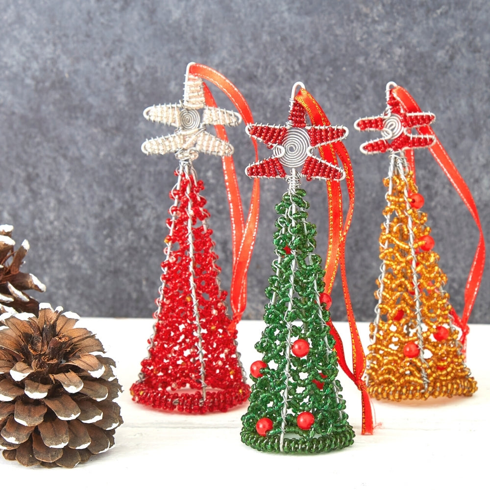 Maasai Beads Green Decorative Tree Christmas Ornament