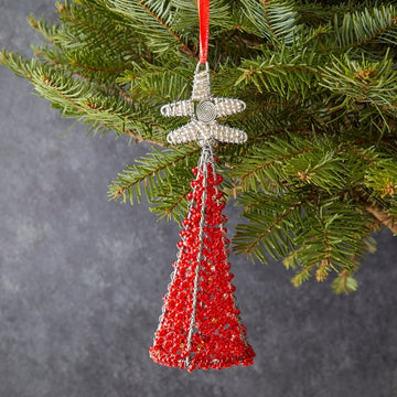 Maasai Beads Red Decorative Tree Christmas Ornament