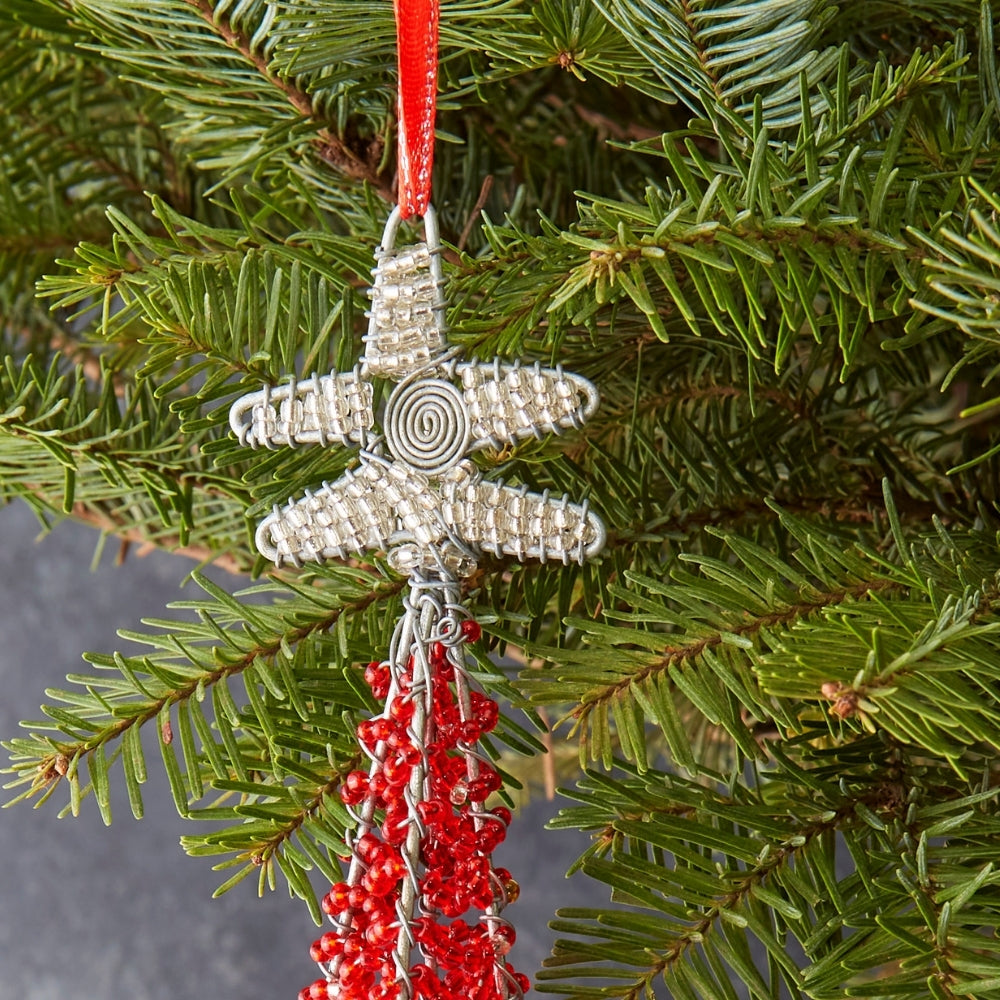 Maasai Beads Red Decorative Tree Christmas Ornament