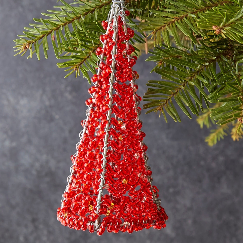 Maasai Beads Red Decorative Tree Christmas Ornament