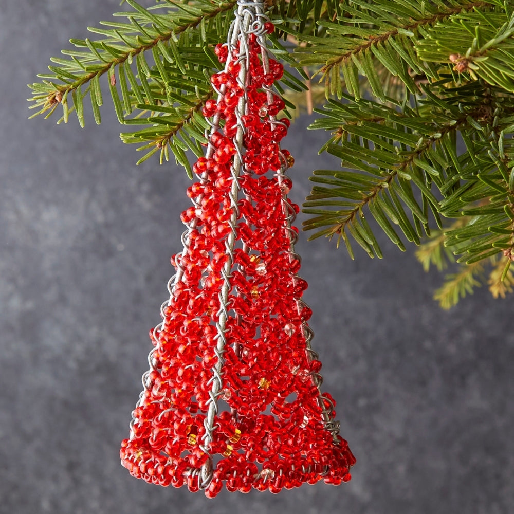 Maasai Beads Red Decorative Tree Christmas Ornament