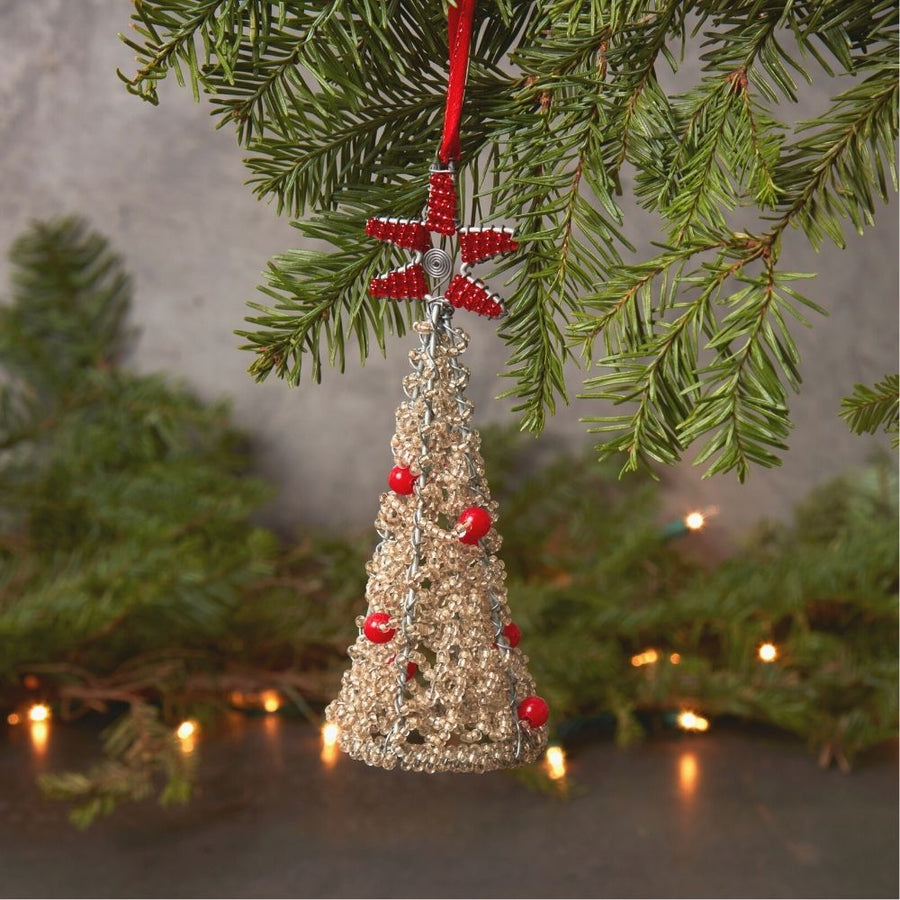 Maasai Beads White Decorative Tree Christmas Ornament