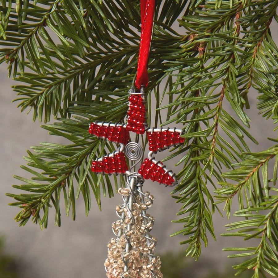 Maasai Beads White Decorative Tree Christmas Ornament