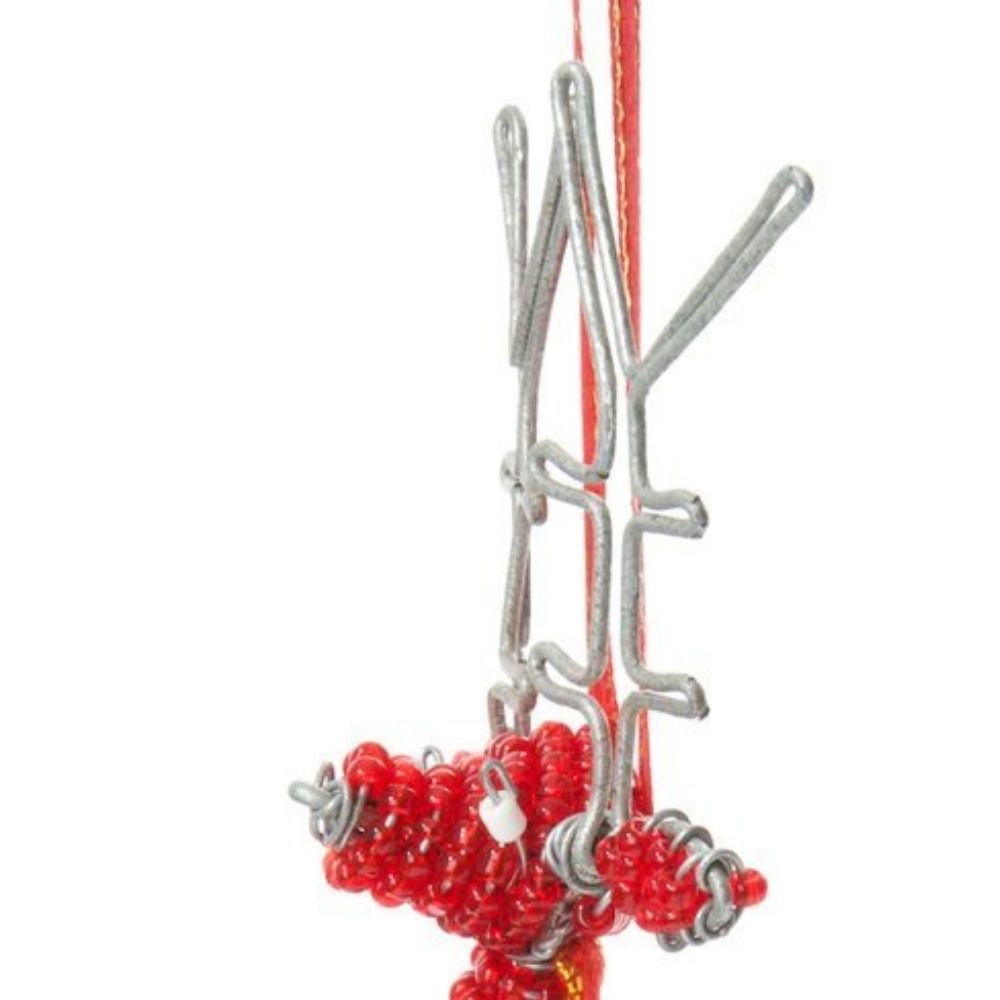 Maasai Beads Red Reindeer Christmas Ornament