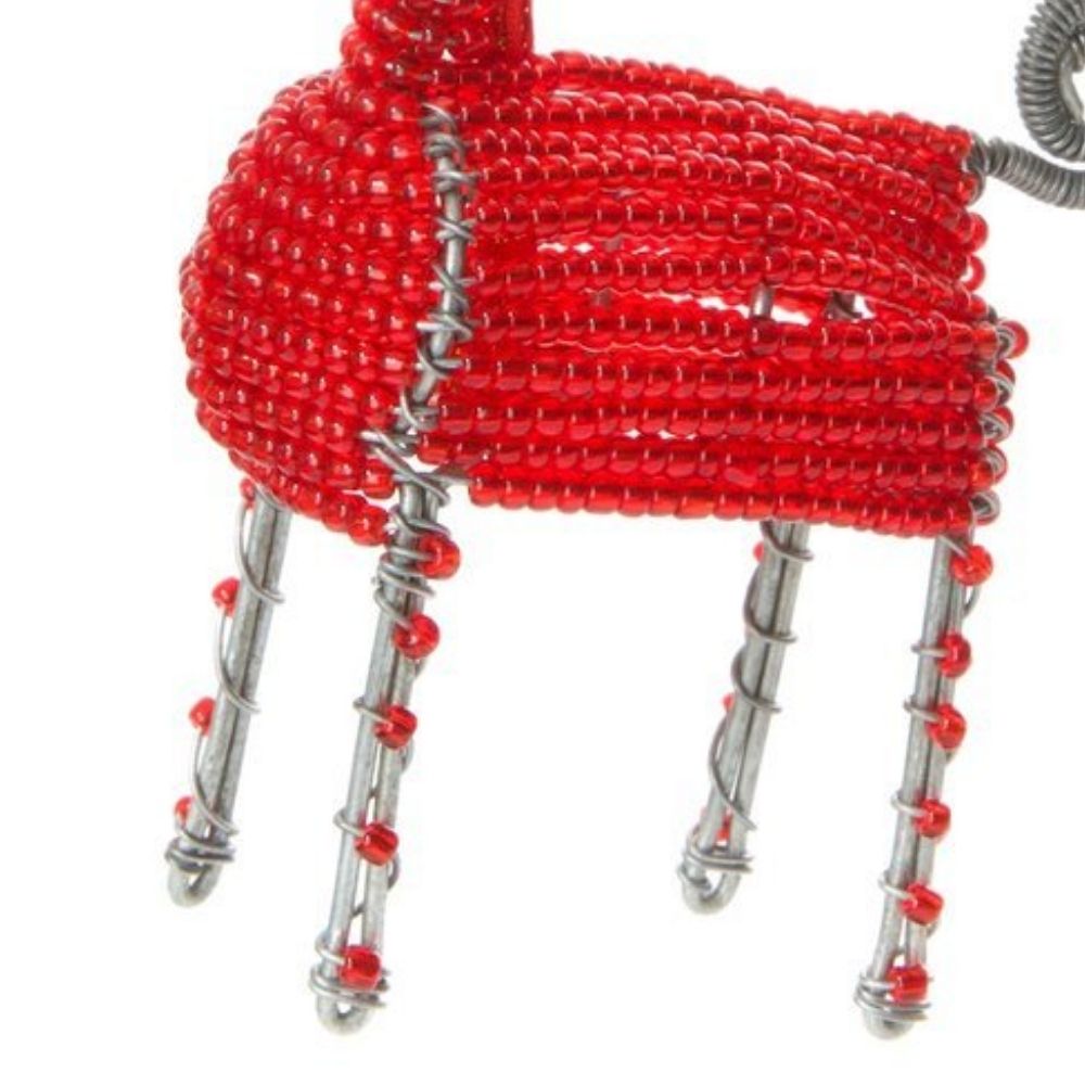 Maasai Beads Red Reindeer Christmas Ornament