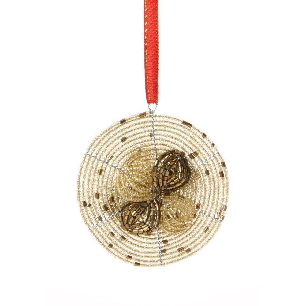 Maasai Beads White Flower Christmas Ornament