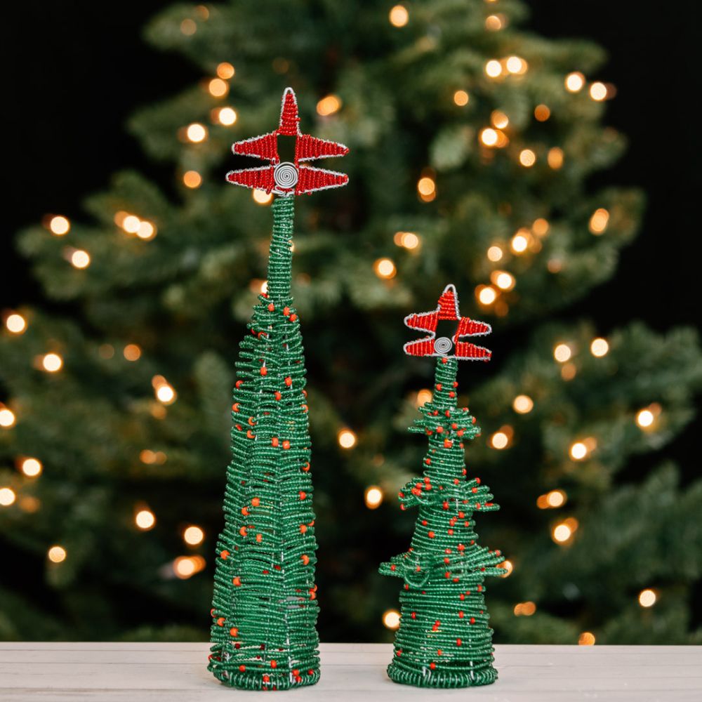 Maasai Beads Tabletop Christmas Trees Reindeers Set of 4