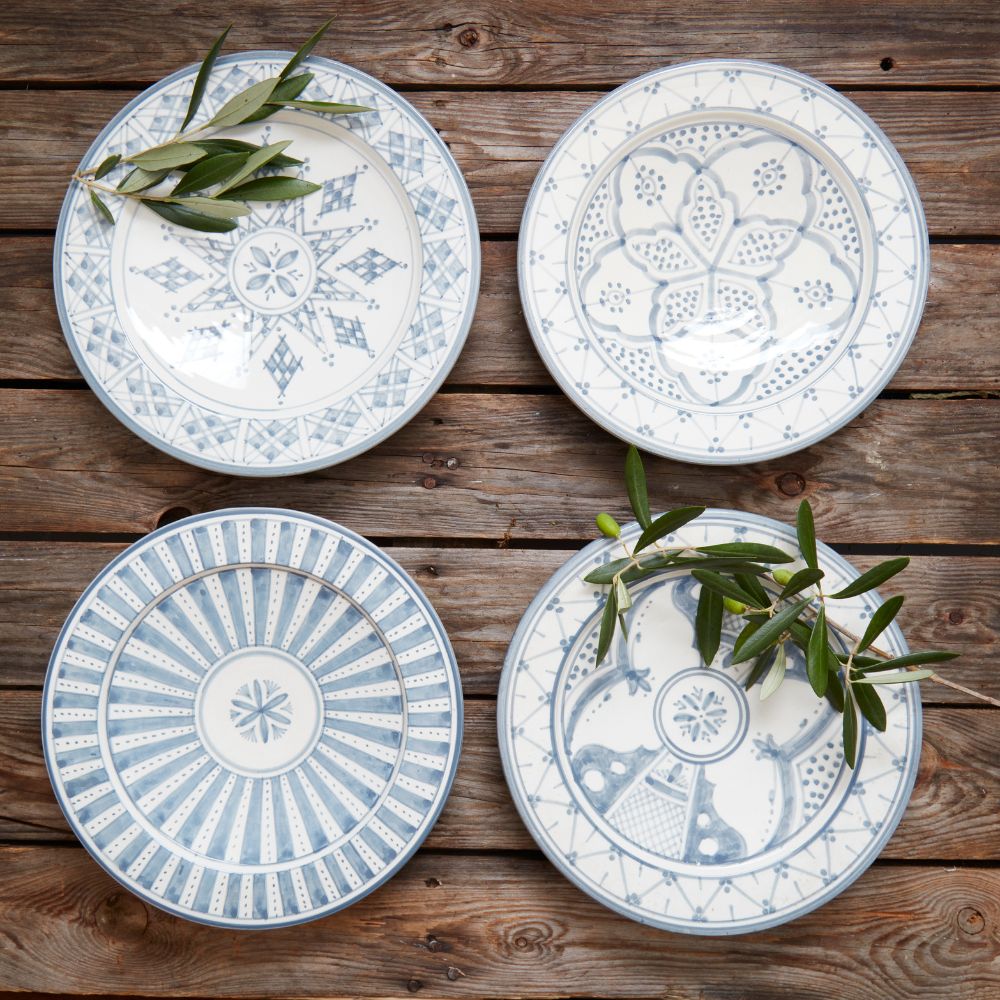 Gray Arabesque Ceramic Salad Plates Set