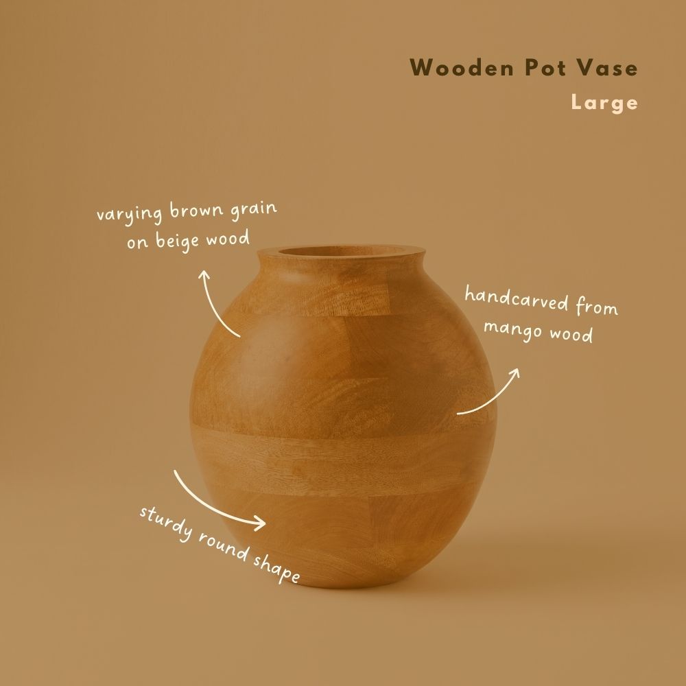Wooden Pot Vases for Entry and Living