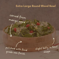 Wood Salad Bowls for Dinner, Party, Catering, Buffet, Wedding, Office, Restaurant, Serving, Mixing, Centerpiece, Fruits, Chips