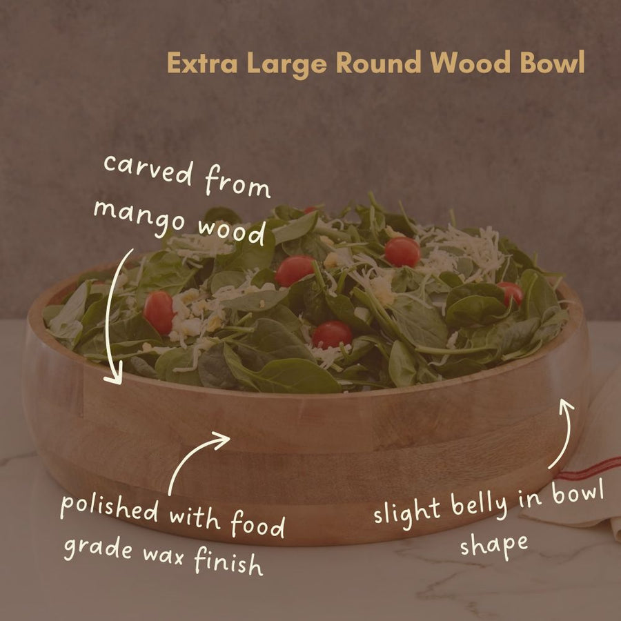 Wood Salad Bowls for Dinner, Party, Catering, Buffet, Wedding, Office, Restaurant, Serving, Mixing, Centerpiece, Fruits, Chips