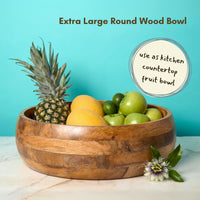 Wood Salad Bowls for Dinner, Party, Catering, Buffet, Wedding, Office, Restaurant, Serving, Mixing, Centerpiece, Fruits, Chips
