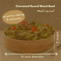 Wood Salad Bowls for Dinner, Party, Catering, Buffet, Wedding, Office, Restaurant, Serving, Mixing, Centerpiece, Fruits, Chips