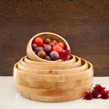 Wood Salad Bowls for Dinner, Party, Catering, Buffet, Wedding, Office, Restaurant, Serving, Mixing, Centerpiece, Fruits, Chips