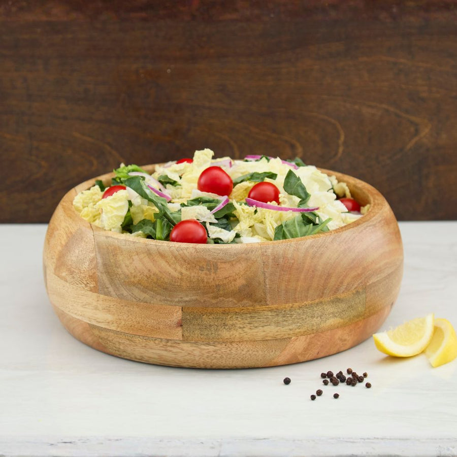 Wood Salad Bowls for Dinner, Party, Catering, Buffet, Wedding, Office, Restaurant, Serving, Mixing, Centerpiece, Fruits, Chips