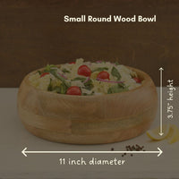 Natural Round Wood Salad Bowl Set, 13" Wide