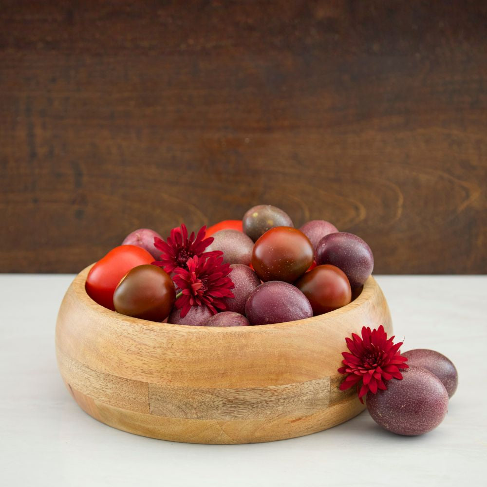 Natural Round Wood Salad Bowl Set, 13" Wide