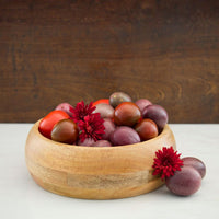 Natural Round Wood Salad Bowl Set, 13" Wide